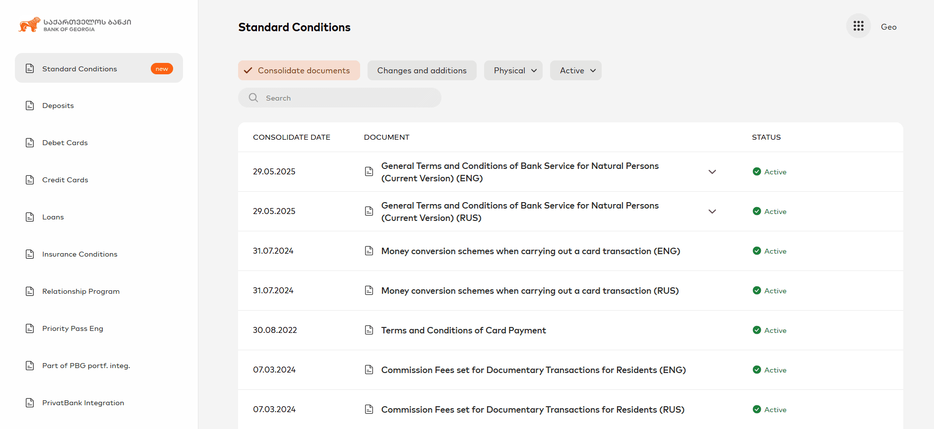 BoG – Conditions Portal